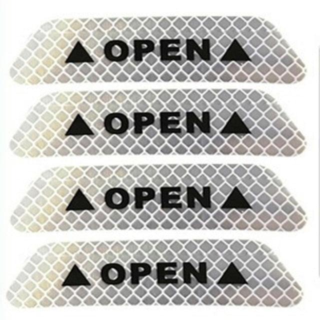 4Pcs/Set Car Door Stickers Car OPEN Reflective Tape Warning Mark Anti-Collision Universal Safety Reflective Open Notice Bicycle Car Door Stickers DIY Car Open Reflective Tape Warning Mark Reflective Open Notice Bicycle Accessories Car Decoration