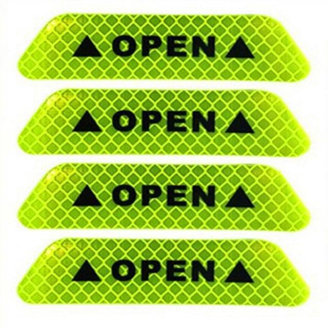4Pcs/Set Car Door Stickers Car OPEN Reflective Tape Warning Mark Anti-Collision Universal Safety Reflective Open Notice Bicycle Car Door Stickers DIY Car Open Reflective Tape Warning Mark Reflective Open Notice Bicycle Accessories Car Decoration