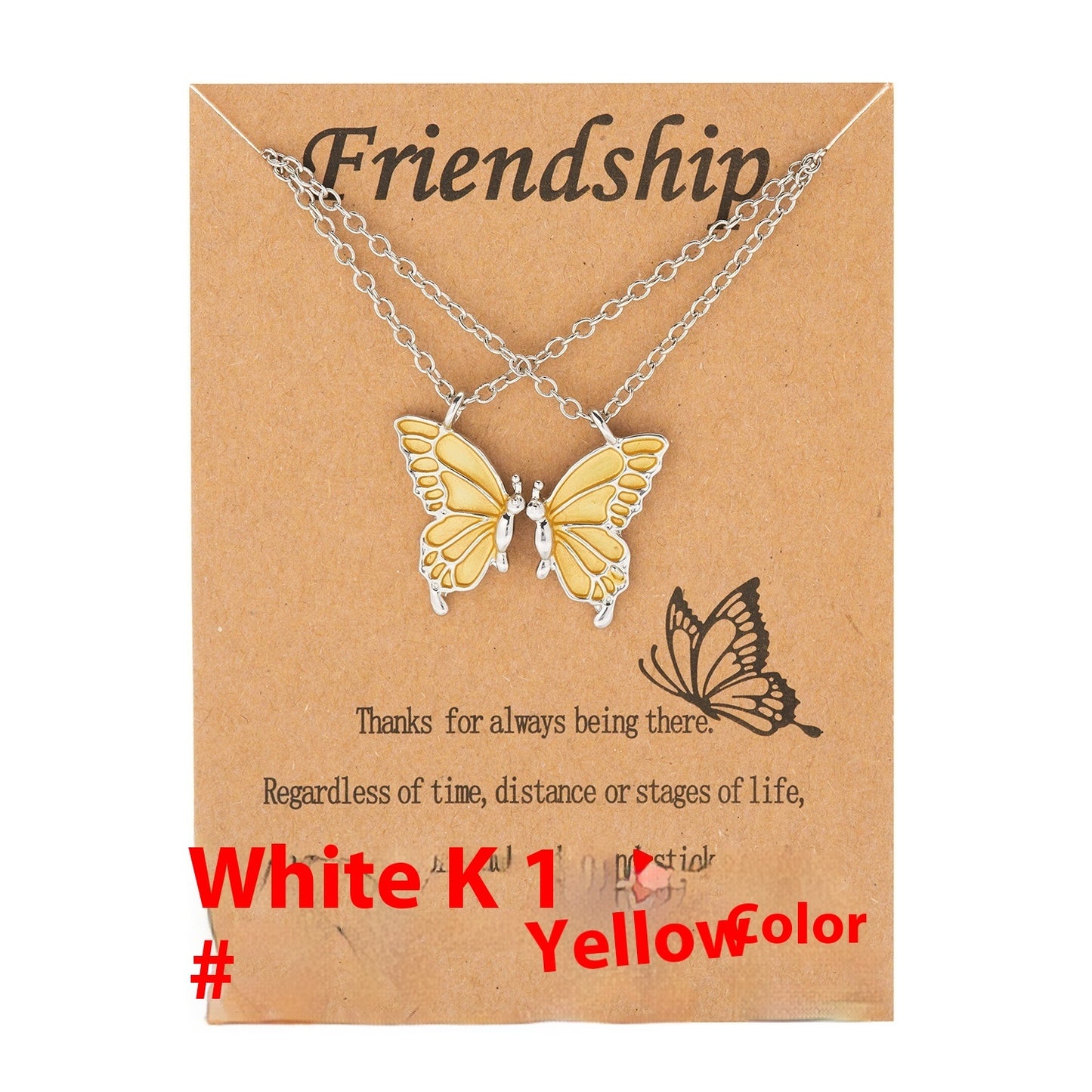 Friendship Paper Card Necklace Creative Butterfly Commemorative Necklace