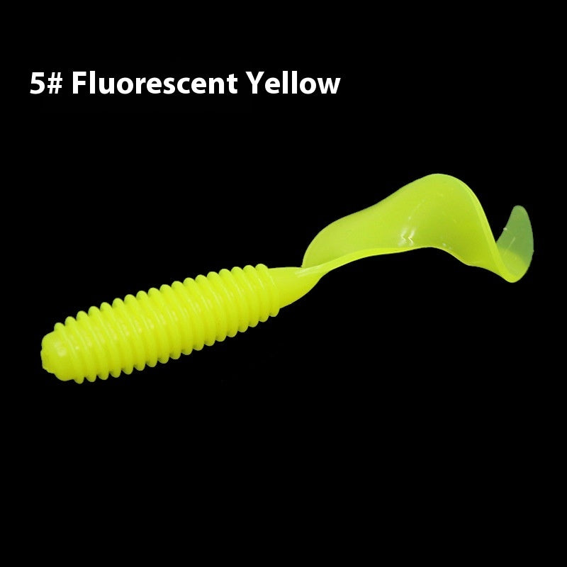 Fishing Gear Eight Colors Rolled Tail Fishy Luer Soft Lure Single Tail Bait