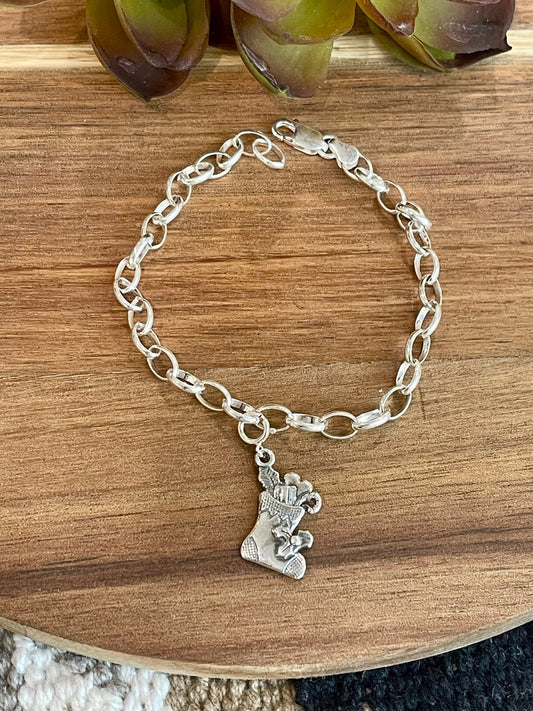 Handcrafted Sterling Silver CHRISTMAS STOCKING Charm