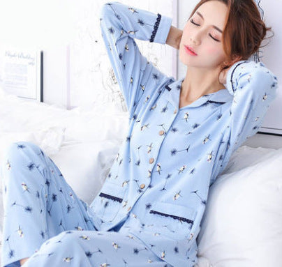 Women's pajamas spring and autumn autumn cotton long-sleeved home service