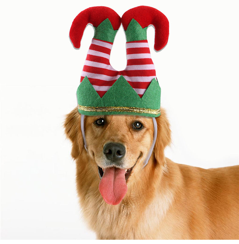 Pet Christmas Funny Striped Clown Hat Dog Ornaments  Supplies Accessories