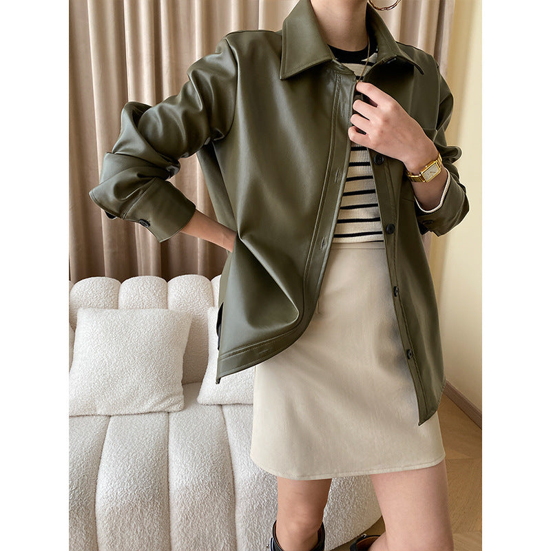 Women's Autumn Loose Leather Coat