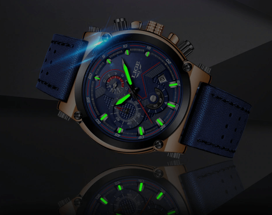 Men's Waterproof Modern Watch With Leather Belts, Stainless Steel Case Excellent Look Perfect Gift