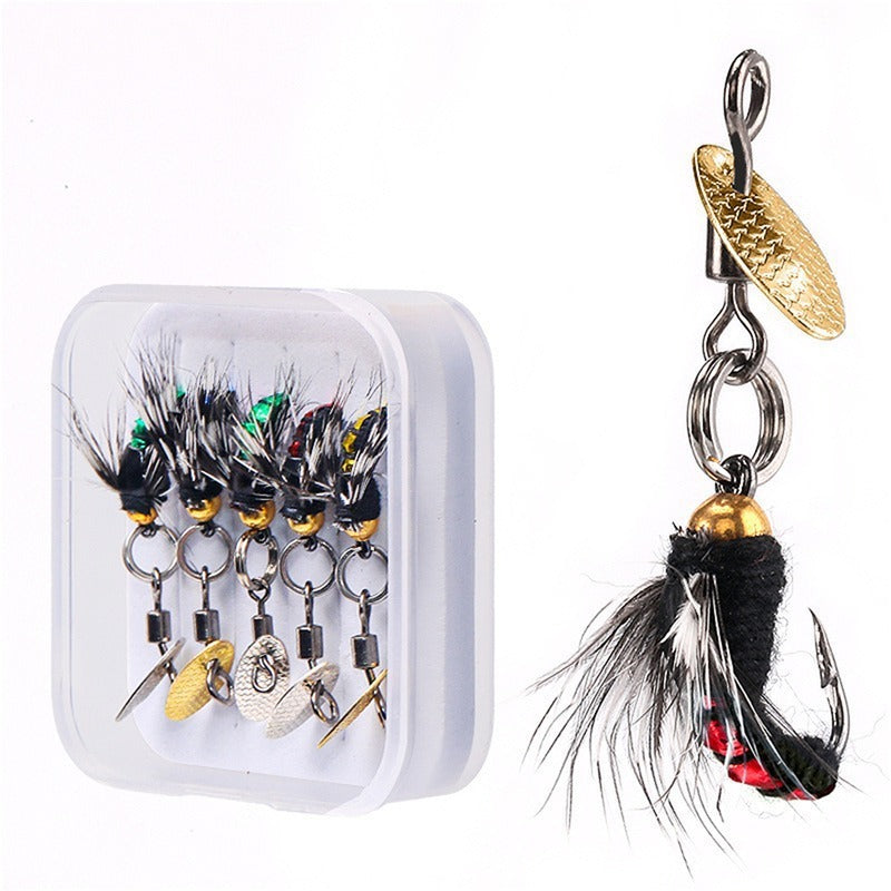 Bionic Poisonous Mosquito Hook 5 Pieces Flying Spinning Sequins Fishing Set Micro-object