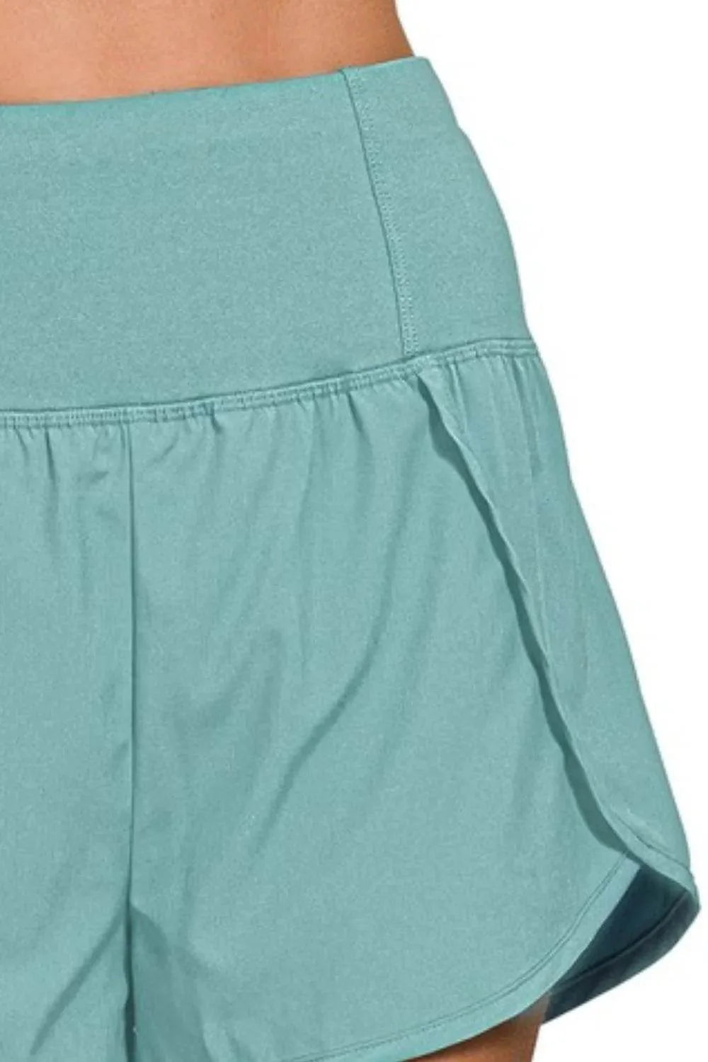 Zenana High Waisted Zippered Back Pocket Running Shorts