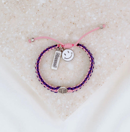 Pray. Hope. Don't Worry. Bracelet for Kids (Pink and Purple)