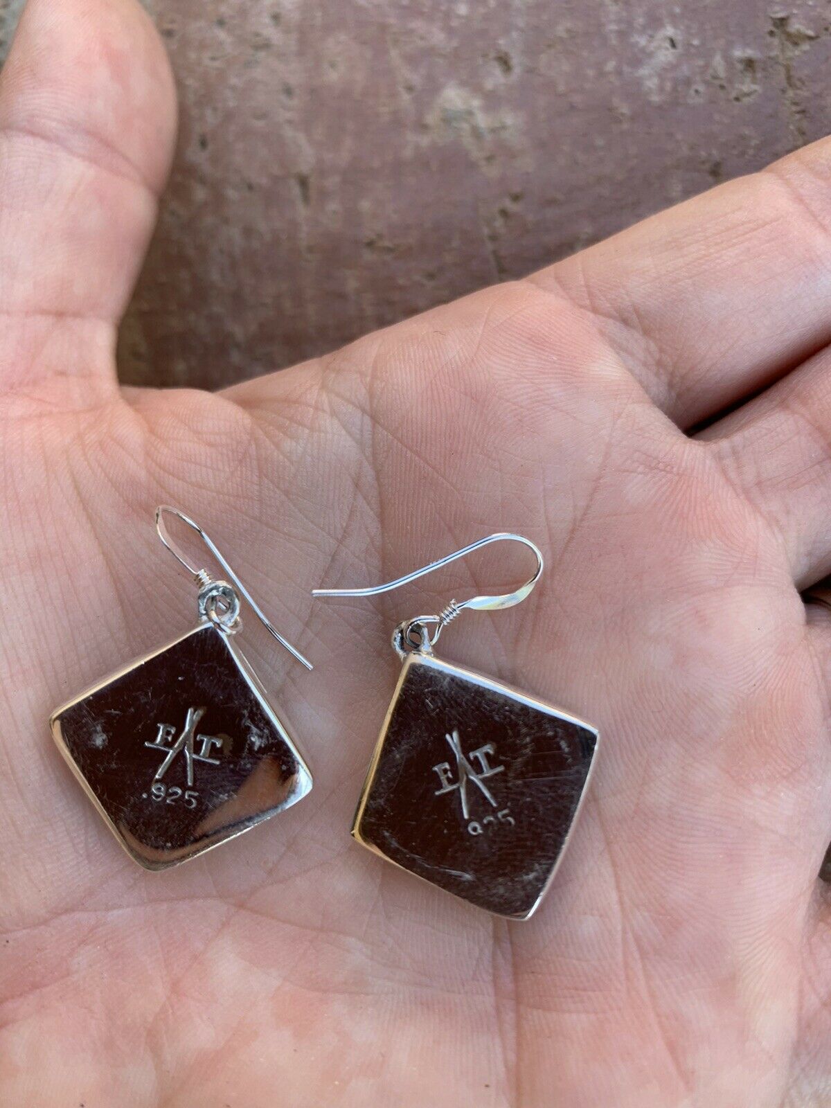 Handcrafted Pink Dream Mohave & Sterling Square Delight Dangle Earrings