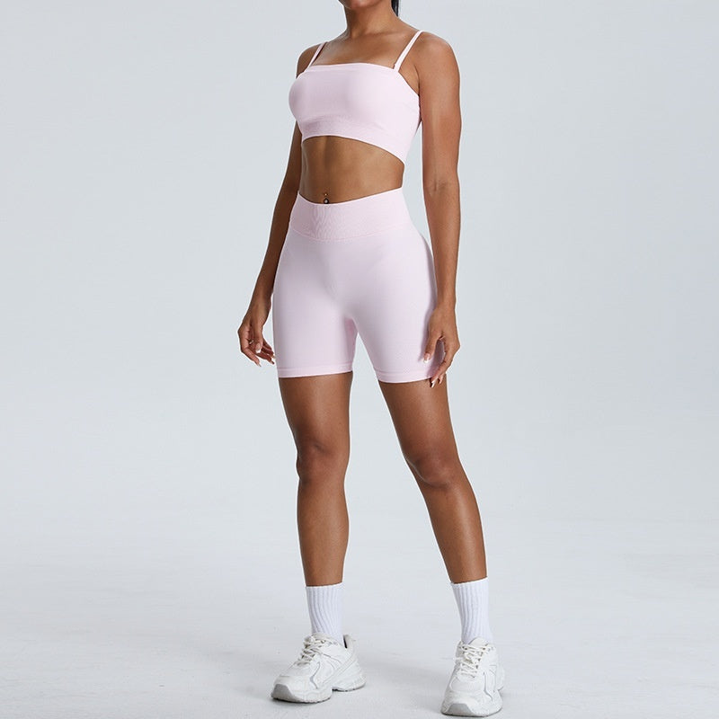 Seamless Dopamine Peach Exercise Suit