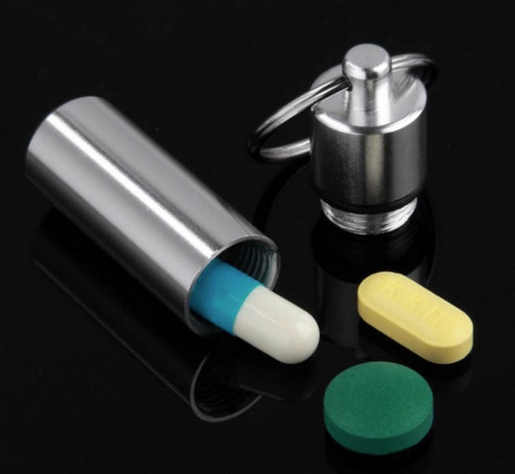 10g drug storage box with key ring small medicine box sealed cartridge waterproof aluminum alloy