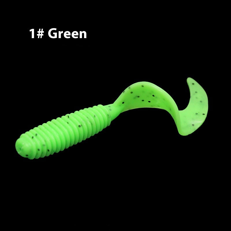 Fishing Gear Eight Colors Rolled Tail Fishy Luer Soft Lure Single Tail Bait