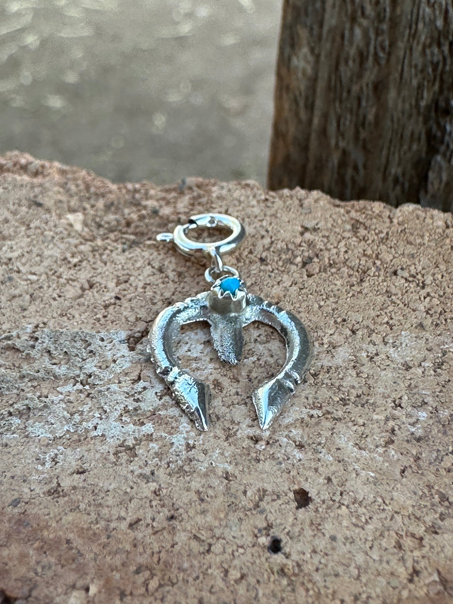 Handcrafted Sterling Silver and Turquoise Naja Charm