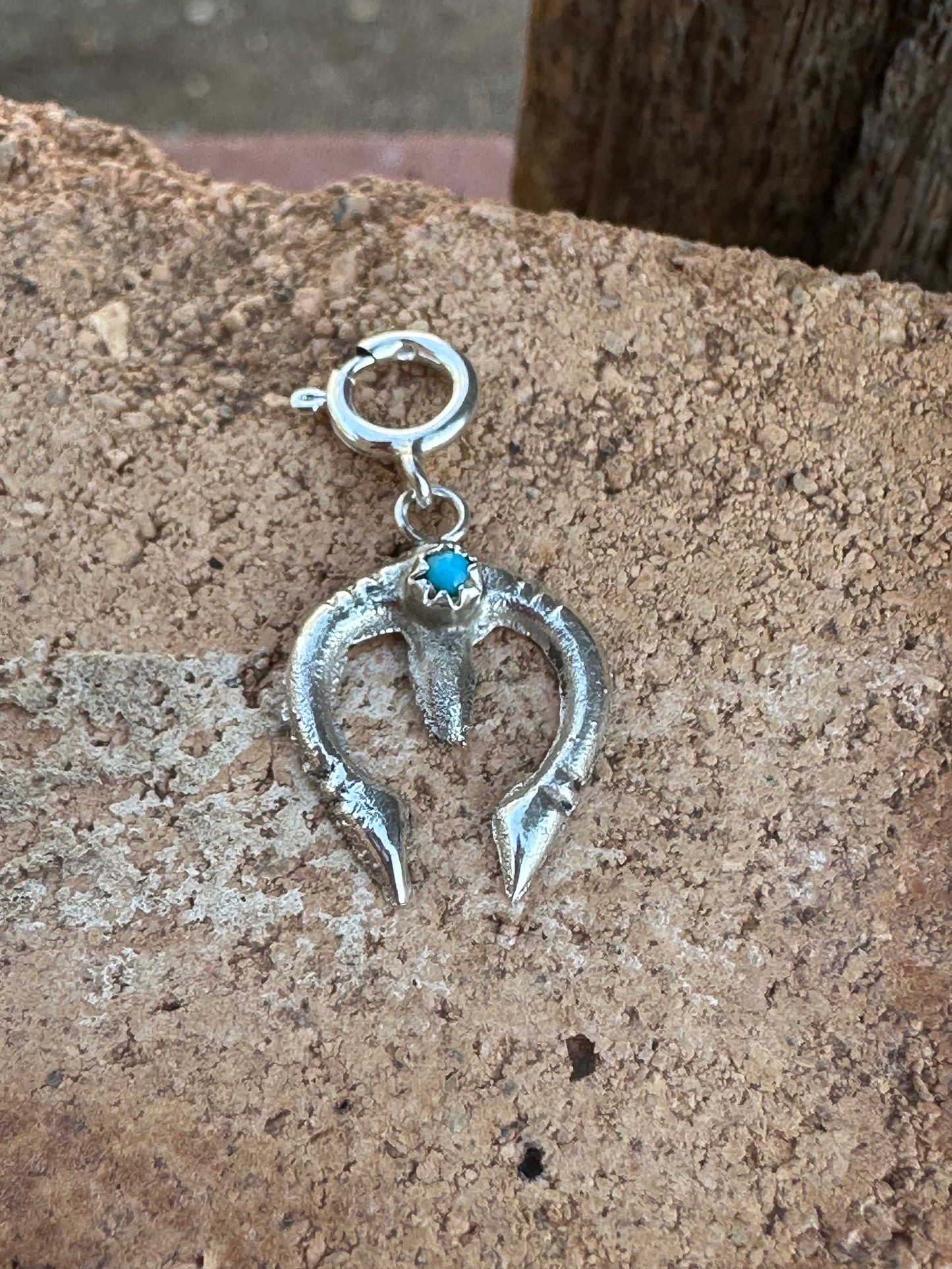 Handcrafted Sterling Silver and Turquoise Naja Charm