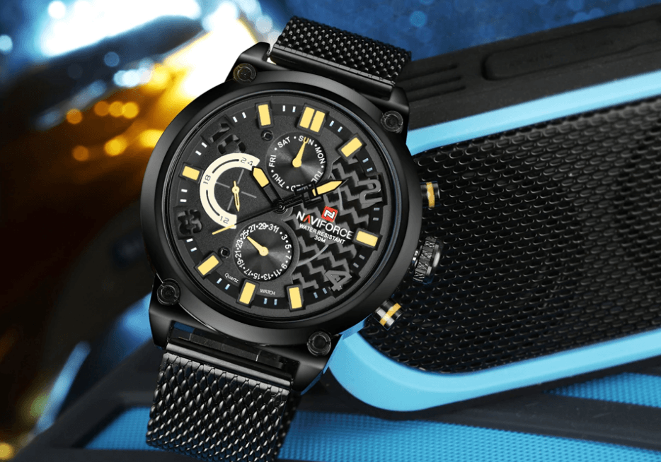 Men's Multifunction Analog Quartz Watches Waterproof Wrist Watch With Stainless Steel Mesh Band Excellent Design Perfect Gift