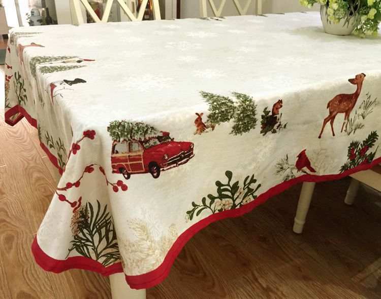 European Pastoral New Year Spring Festival Christmas Deer Round Table Rectangular Table Cloth