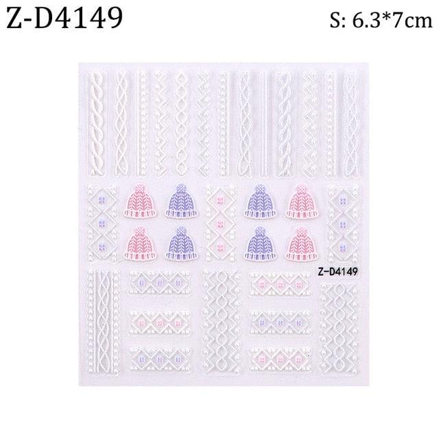 5D Sweater Nail Sticker Acrylic Engraved Winter Charm Designs Beauty Cloth Christmas Patterns Nails Art Decoration Tools  Nail Art Stickers Decor Tip Transfer Nail Decals Sticker For Pretty Girl Self-Adhesive Nail Decals Designer Nail Stickers