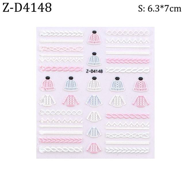 5D Sweater Nail Sticker Acrylic Engraved Winter Charm Designs Beauty Cloth Christmas Patterns Nails Art Decoration Tools  Nail Art Stickers Decor Tip Transfer Nail Decals Sticker For Pretty Girl Self-Adhesive Nail Decals Designer Nail Stickers