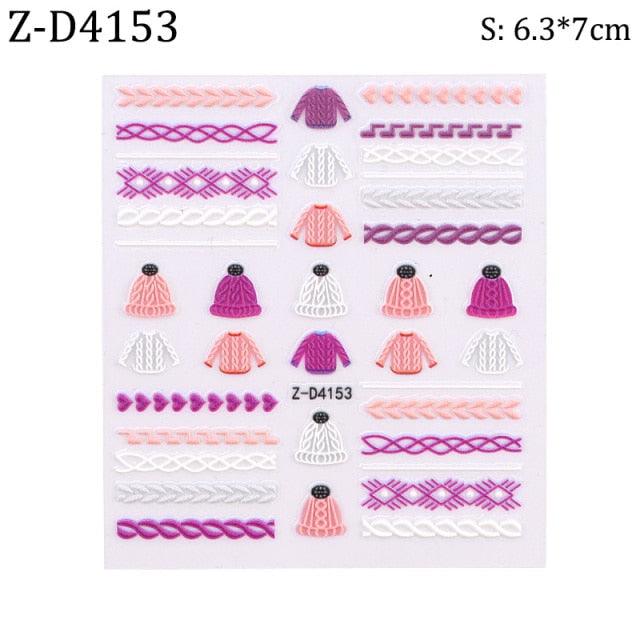 5D Sweater Nail Sticker Acrylic Engraved Winter Charm Designs Beauty Cloth Christmas Patterns Nails Art Decoration Tools  Nail Art Stickers Decor Tip Transfer Nail Decals Sticker For Pretty Girl Self-Adhesive Nail Decals Designer Nail Stickers