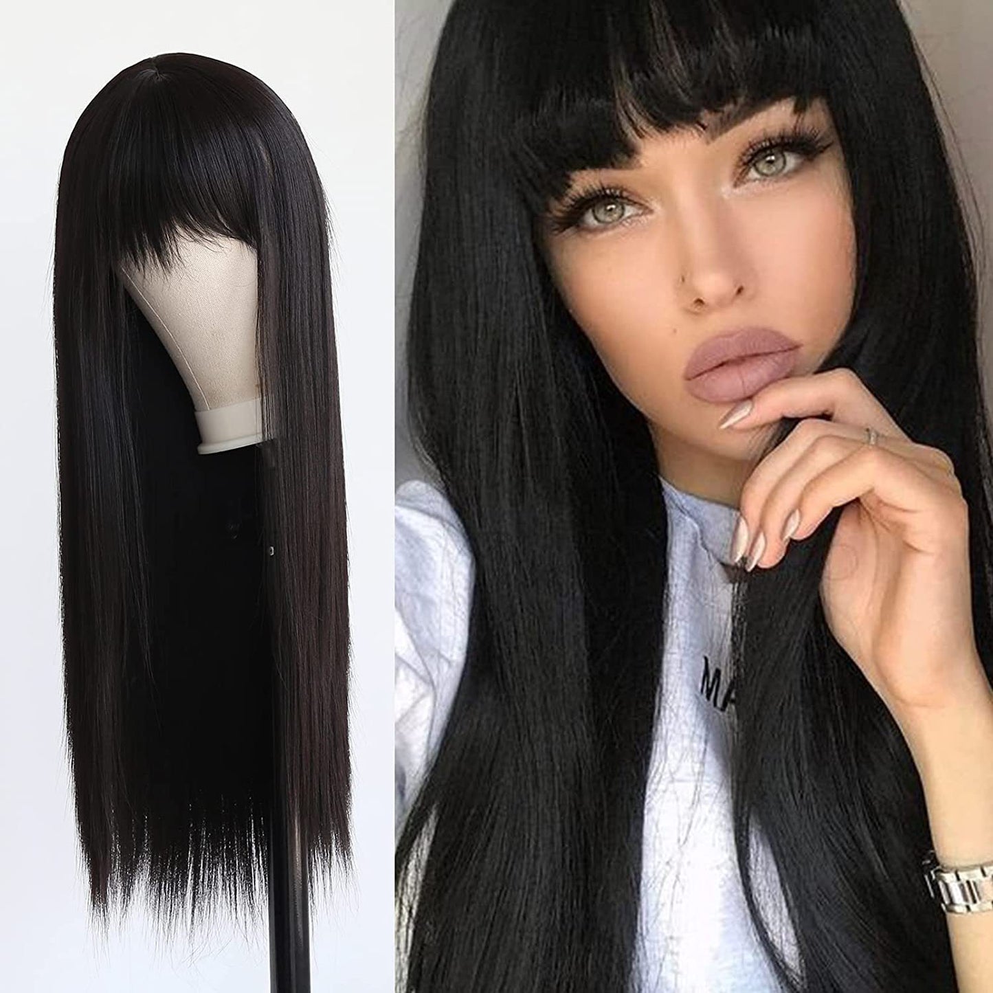 Character Bangs Medium Long Textured Straight Hair