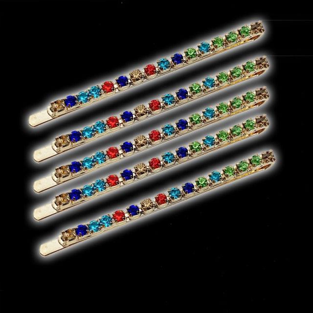 5PCS Fashion Bling Crystal Rhinestones Hair Clips Women Hairpins Metal Barrettes Hair Styling Tools Accessories Headdress Gorgeous Hair Accessories For Women