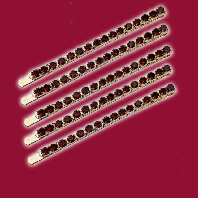 5PCS Fashion Bling Crystal Rhinestones Hair Clips Women Hairpins Metal Barrettes Hair Styling Tools Accessories Headdress Gorgeous Hair Accessories For Women
