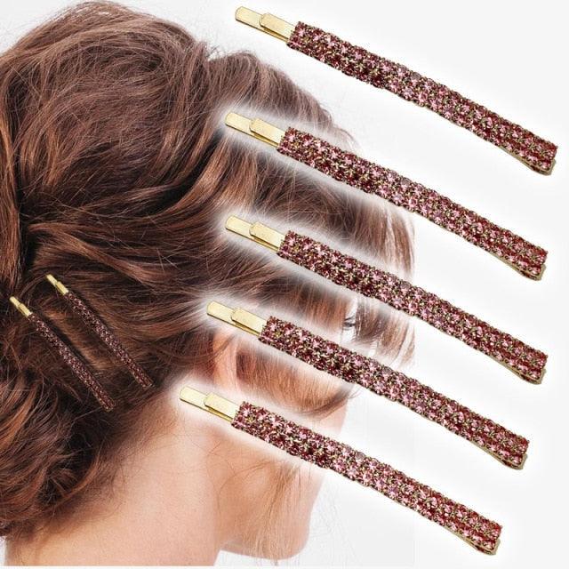 5PCS Fashion Bling Crystal Rhinestones Hair Clips Women Hairpins Metal Barrettes Hair Styling Tools Accessories Headdress Gorgeous Hair Accessories For Women