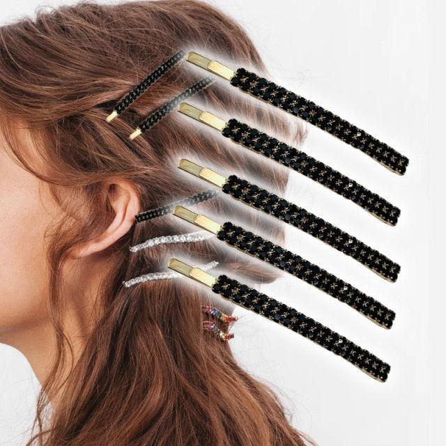 5PCS Fashion Bling Crystal Rhinestones Hair Clips Women Hairpins Metal Barrettes Hair Styling Tools Accessories Headdress Gorgeous Hair Accessories For Women