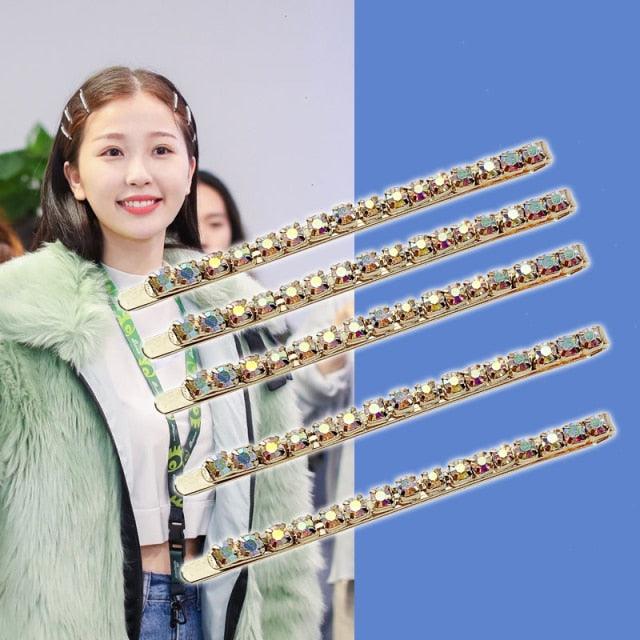 5PCS Fashion Bling Crystal Rhinestones Hair Clips Women Hairpins Metal Barrettes Hair Styling Tools Accessories Headdress Gorgeous Hair Accessories For Women