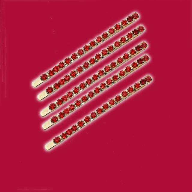 5PCS Fashion Bling Crystal Rhinestones Hair Clips Women Hairpins Metal Barrettes Hair Styling Tools Accessories Headdress Gorgeous Hair Accessories For Women