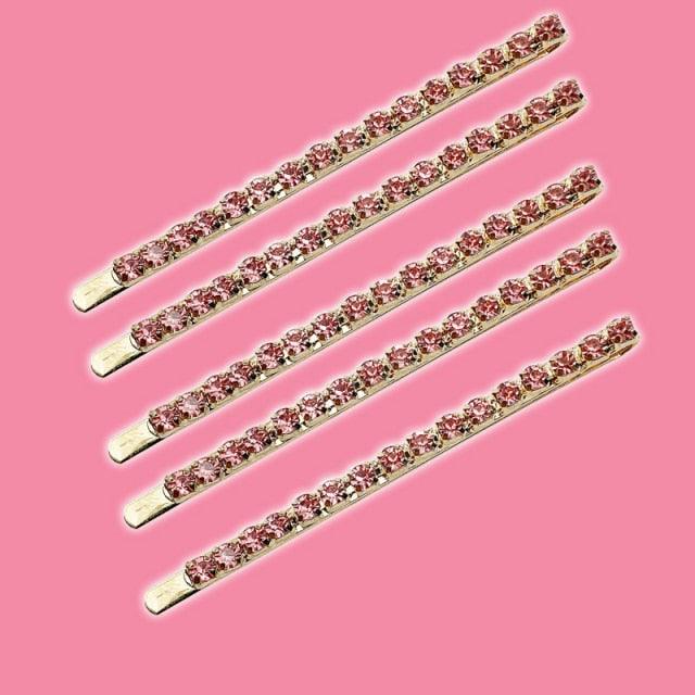 5PCS Fashion Bling Crystal Rhinestones Hair Clips Women Hairpins Metal Barrettes Hair Styling Tools Accessories Headdress Gorgeous Hair Accessories For Women