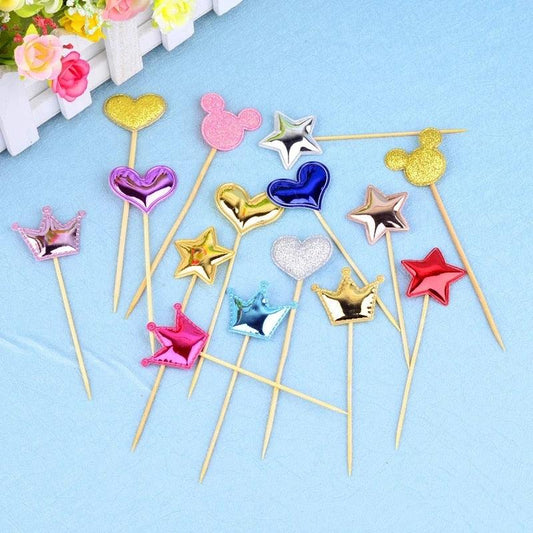 5PCs Love Happy Birthday Cake Toppers Heart Stars And Crown Stars In Various Shapes And Colors Acrylic Cake Topper Happy Birthday Cake Topper Cake Decoration Crown Stars Cupcake Topper Flags For Wedding Kids Birthday Party Supplies Cake Decoration
