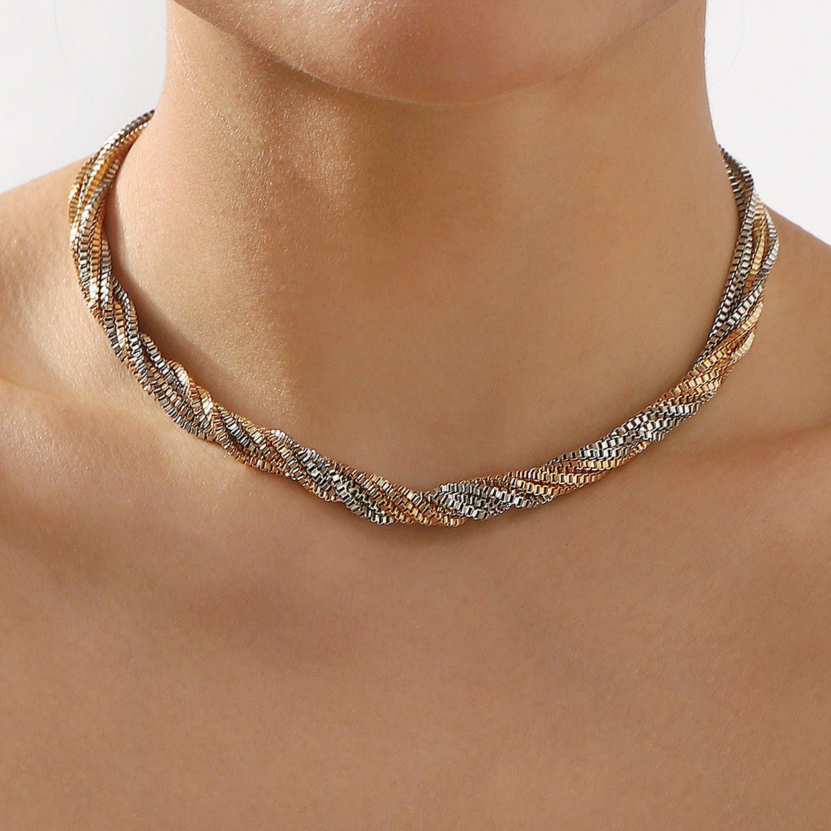 Three-color Twist Necklace Simple Niche Multi-layer