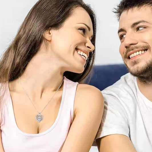 Heart-to-heart Color Double-layer Pendant Necklace