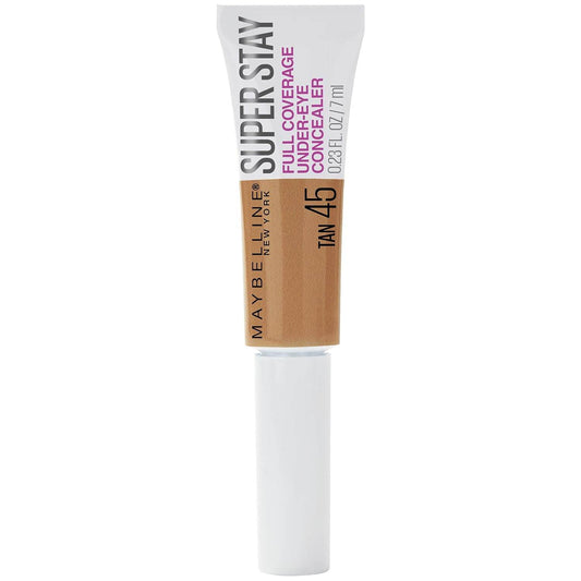 Maybelline New York Super Stay Super Stay Full Coverage, Brightening, Long Lasting, Under-eye Concealer Liquid Makeup Forup to 24H Wear, With Paddle Applicator, 45 Tan, 0.23 fl. oz.