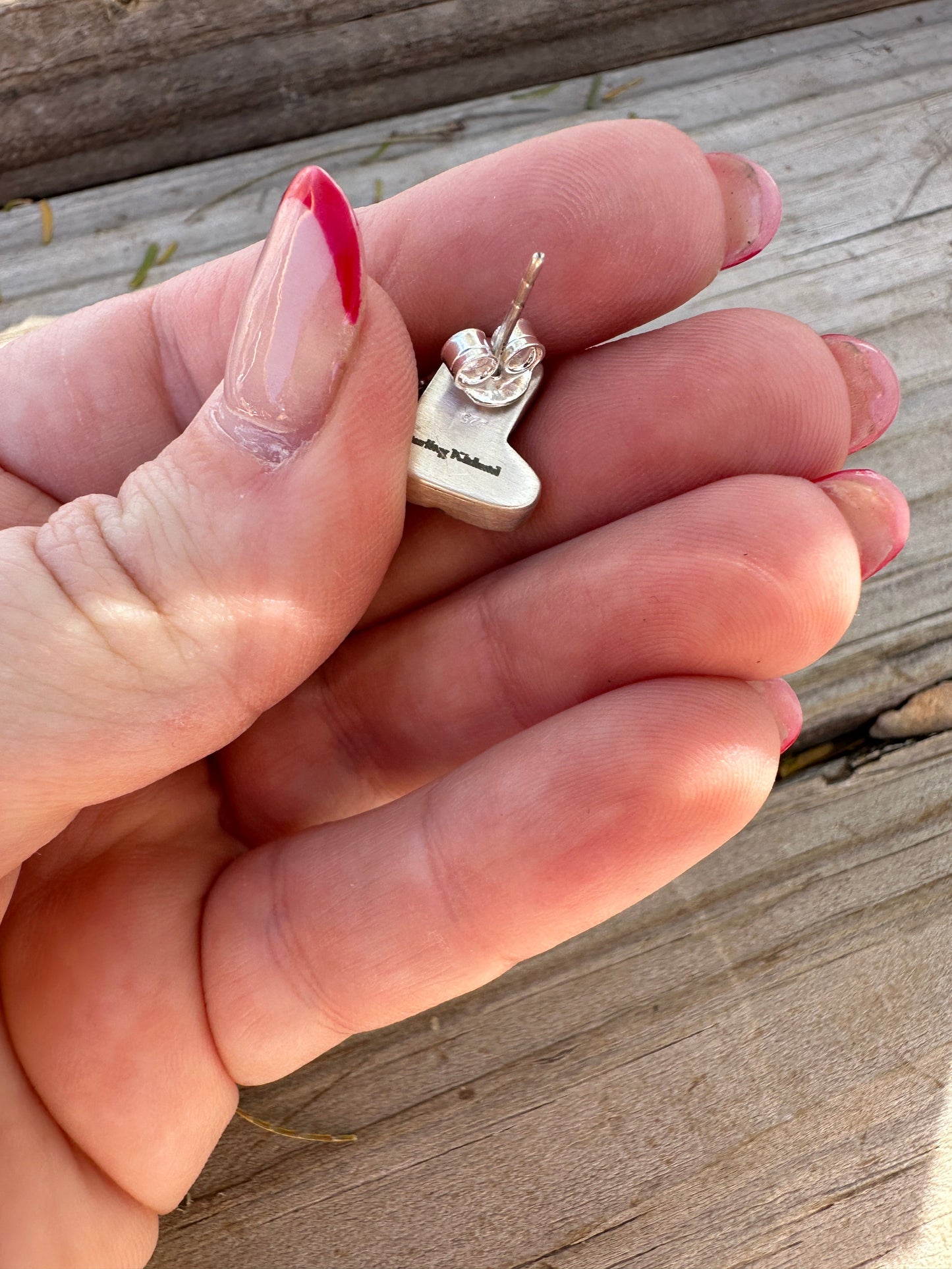 Purple Dream Mojave Sterling Silver Boot Earrings Handmade