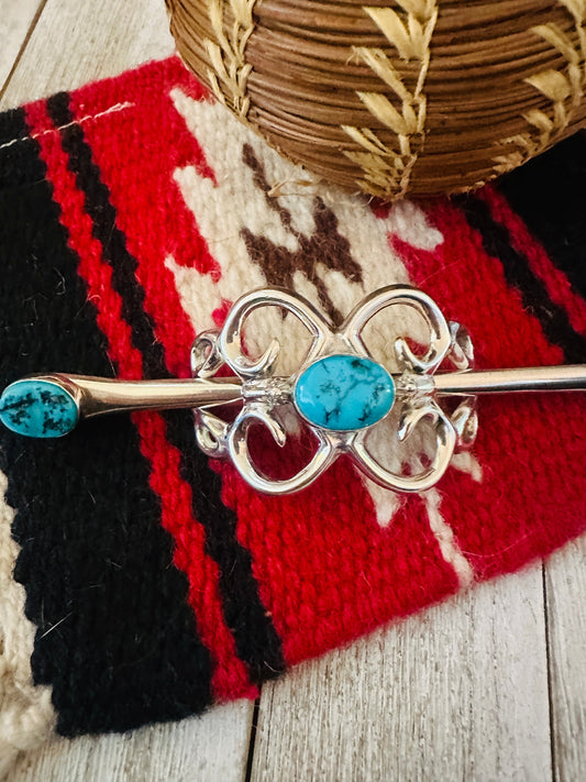 Old Pawn Turquoise & Sterling Silver Hair Pin