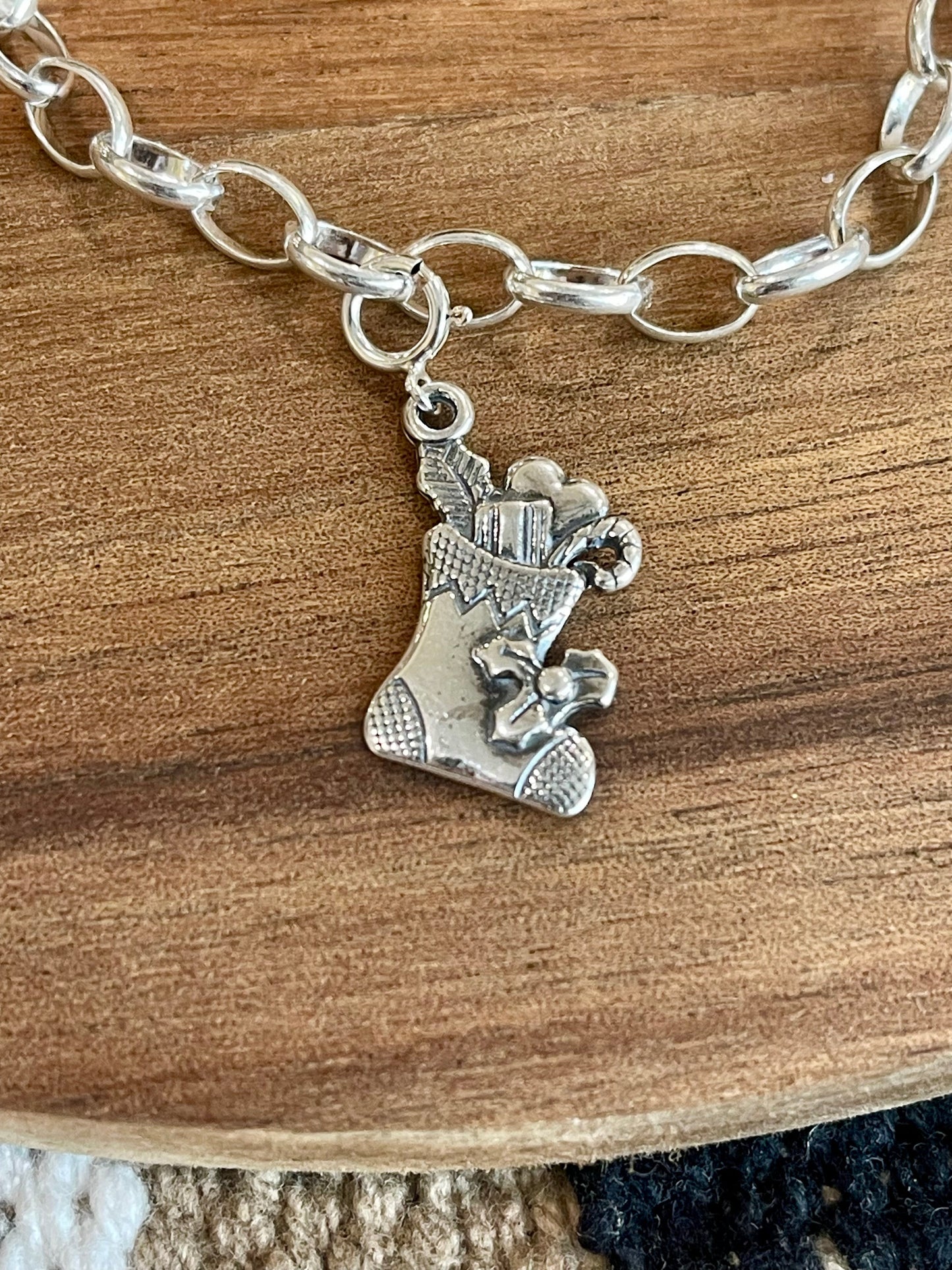 Handcrafted Sterling Silver CHRISTMAS STOCKING Charm