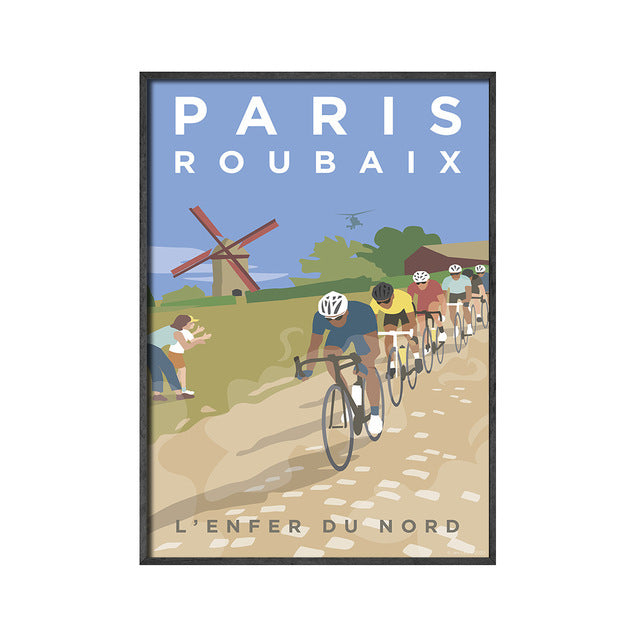 Retro Sports Bike Pictures Home Decor Paris Wall Art Printing Pictures Landscape Painting Monuments Bikers