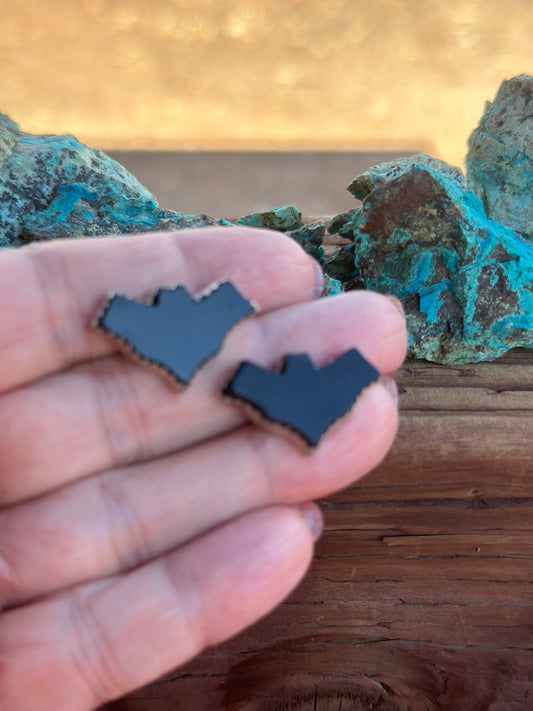 Halloween Collection Handmade Sterling Silver and Onyx Bat post earrings