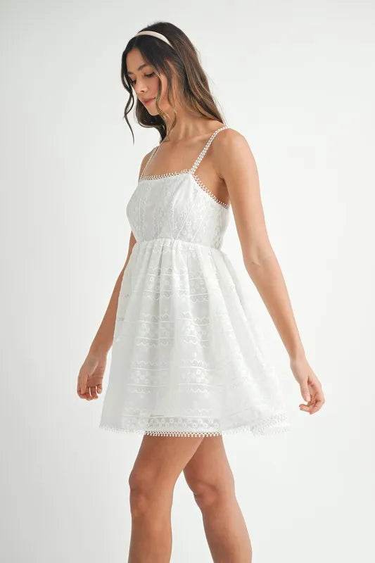 MABLE Eyelet Lace Babydoll Mini Cami Dress