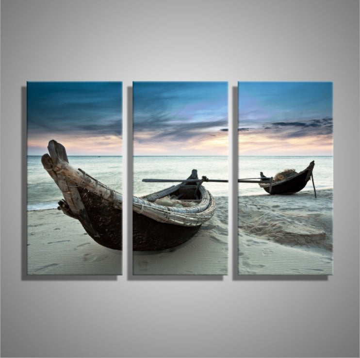 Triple boat canvas painting