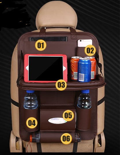 Car seat storage bag multi-function car dining table and chair back storage bag backrest hanging bag car interior decoration supplies