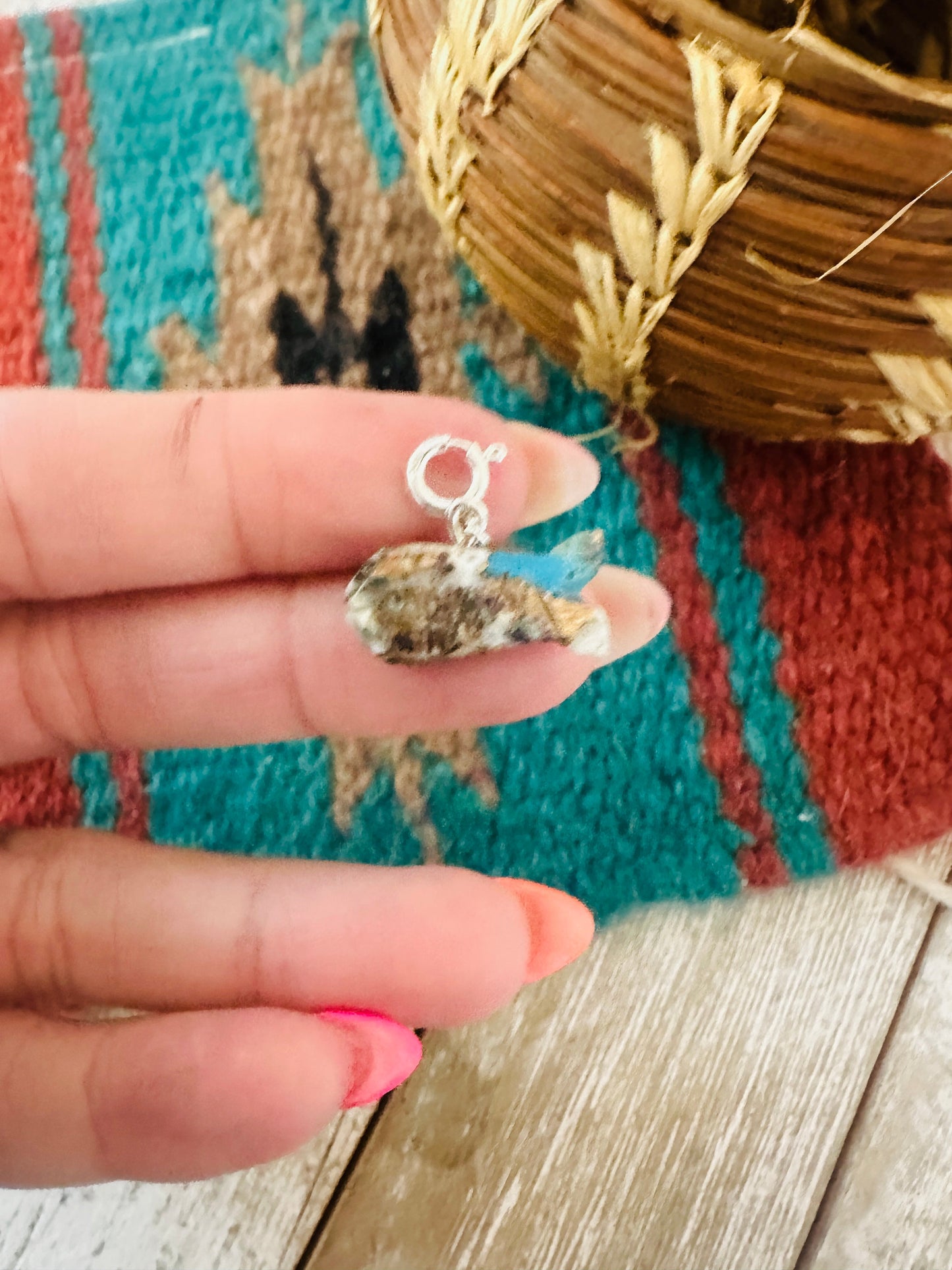 Handcrafted & Hand Carved Blue Mojave Fish Charm