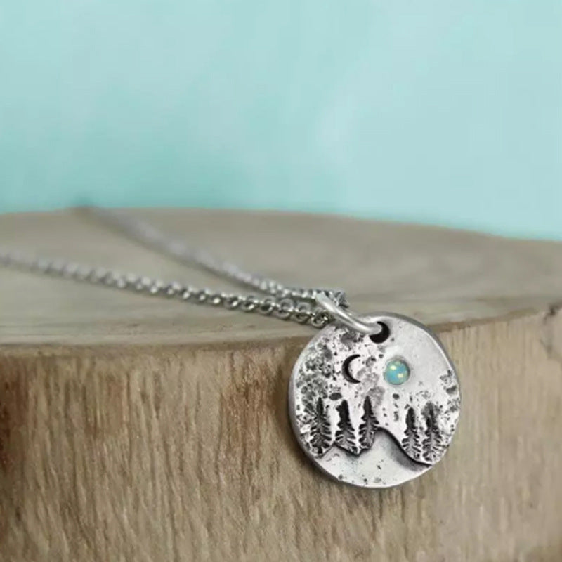 Fashion Nature Mountain Necklace Moonlight Pendant