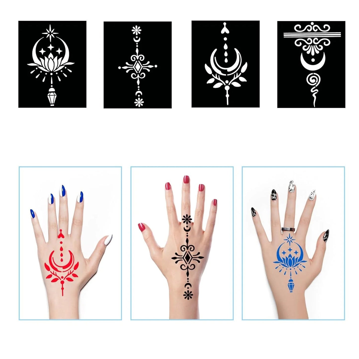 Henna Tattoo Stencil Kit – 16 Sheets for Kids, Teens & Adults