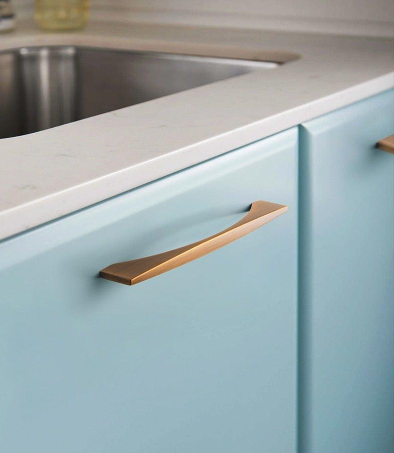 6PCS Set Nordic Modern Glam Brushed Bronze Drawer Knobs Kitchen Door Handles Cupboard Door Handle Cabinet Handles for Furniture Hardware  Brushed Brass Handle Modern Minimalist Cabinet Pull Drawer Handle Wardrobe Cabinet Hardware