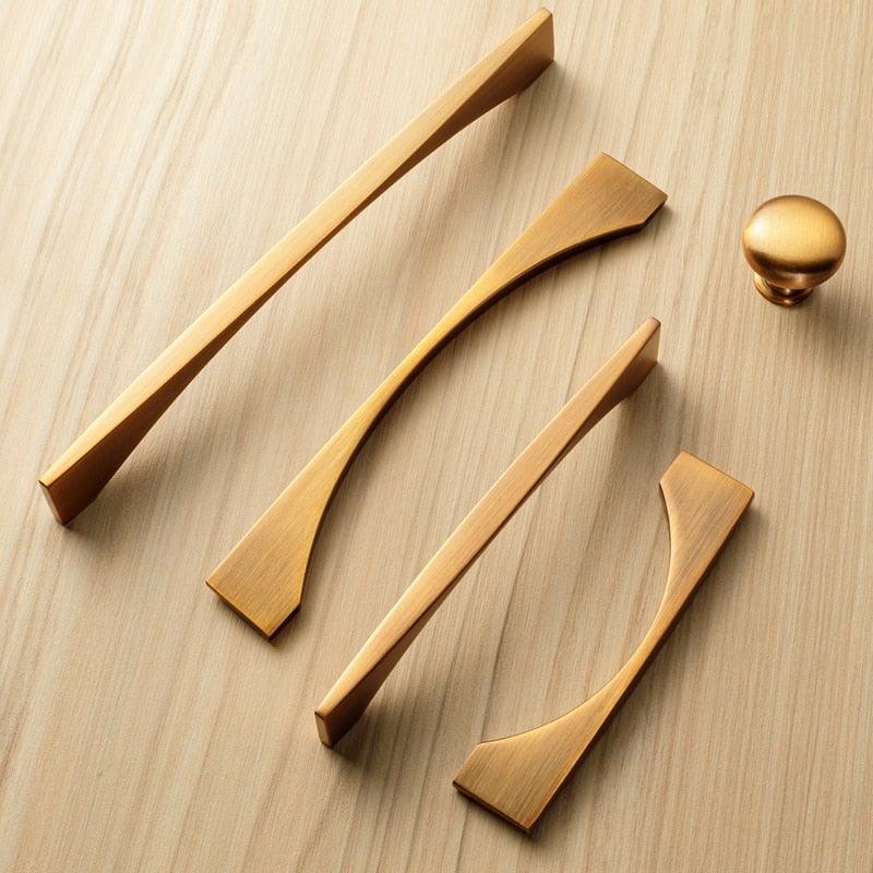 6PCS Set Nordic Modern Glam Brushed Bronze Drawer Knobs Kitchen Door Handles Cupboard Door Handle Cabinet Handles for Furniture Hardware  Brushed Brass Handle Modern Minimalist Cabinet Pull Drawer Handle Wardrobe Cabinet Hardware