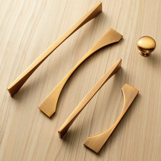 6PCS Set Nordic Modern Glam Brushed Bronze Drawer Knobs Kitchen Door Handles Cupboard Door Handle Cabinet Handles for Furniture Hardware  Brushed Brass Handle Modern Minimalist Cabinet Pull Drawer Handle Wardrobe Cabinet Hardware