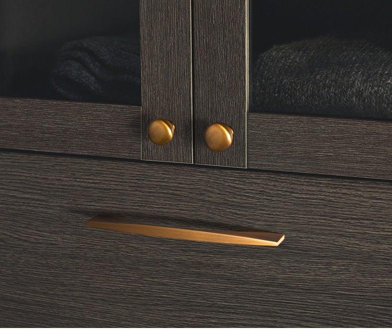 6PCS Set Nordic Modern Glam Brushed Bronze Drawer Knobs Kitchen Door Handles Cupboard Door Handle Cabinet Handles for Furniture Hardware  Brushed Brass Handle Modern Minimalist Cabinet Pull Drawer Handle Wardrobe Cabinet Hardware